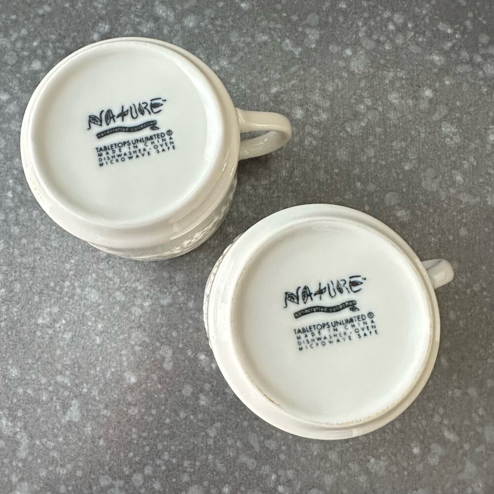 2pc Tabletops Unlimited Mugs Fruit De Blanc Nature Collection Tea Coffee White - Picture 4 of 5